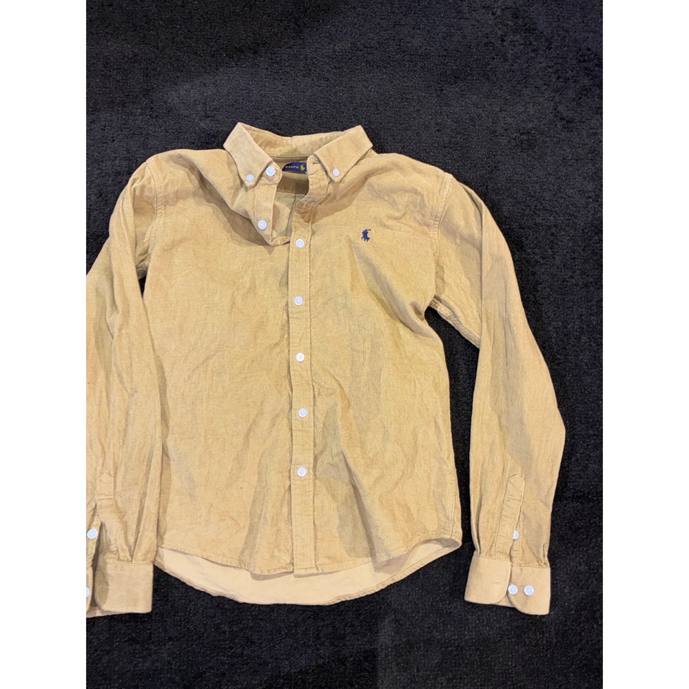 Polo Ralph Lauren Mens Corduroy Button Down Shirt Tan Mustard Yellow Size M